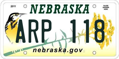 NE license plate ARP118