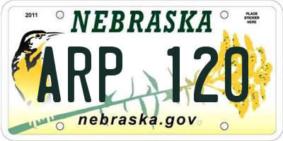 NE license plate ARP120