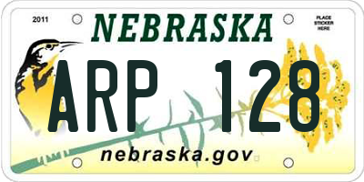 NE license plate ARP128
