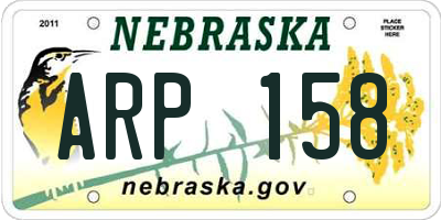 NE license plate ARP158