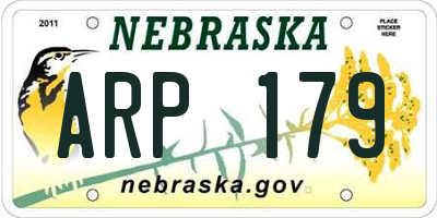 NE license plate ARP179