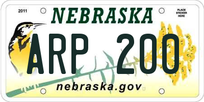 NE license plate ARP200