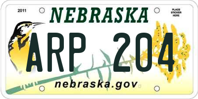 NE license plate ARP204