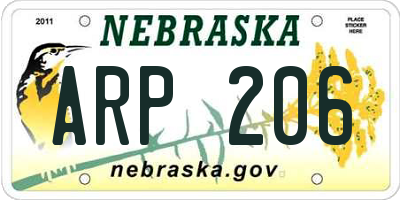 NE license plate ARP206