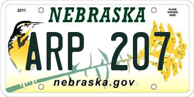 NE license plate ARP207