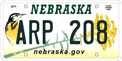 NE license plate ARP208