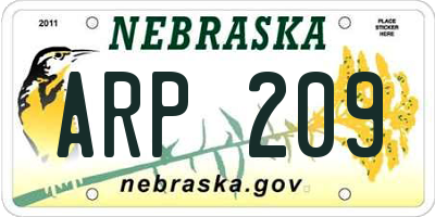 NE license plate ARP209