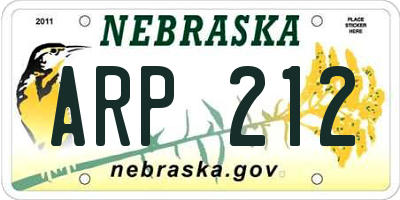 NE license plate ARP212