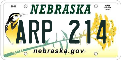 NE license plate ARP214