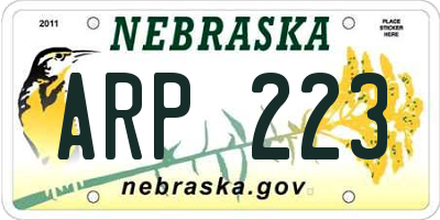 NE license plate ARP223