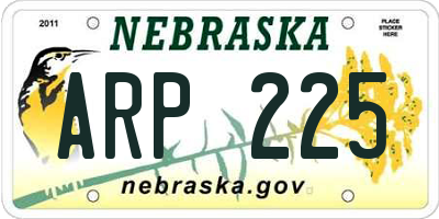 NE license plate ARP225