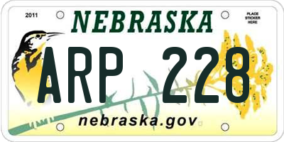 NE license plate ARP228