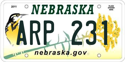 NE license plate ARP231