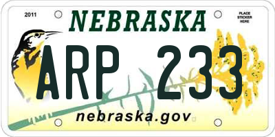 NE license plate ARP233