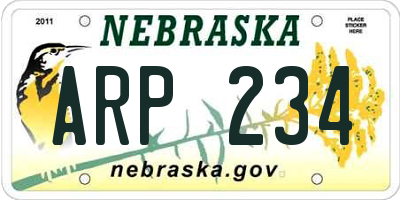 NE license plate ARP234