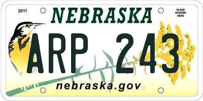 NE license plate ARP243