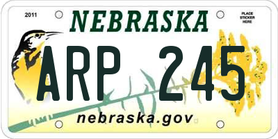 NE license plate ARP245