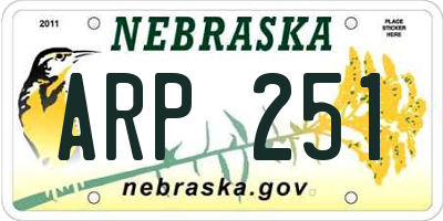 NE license plate ARP251