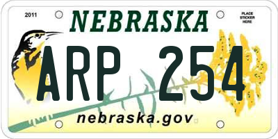 NE license plate ARP254