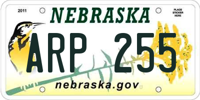 NE license plate ARP255