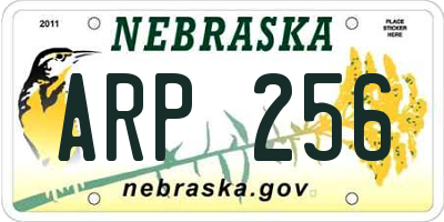 NE license plate ARP256