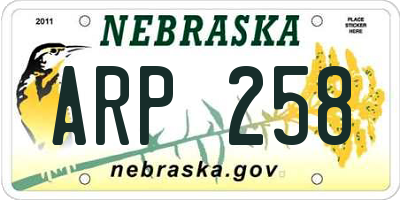 NE license plate ARP258