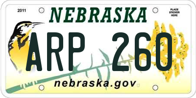 NE license plate ARP260