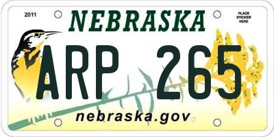 NE license plate ARP265