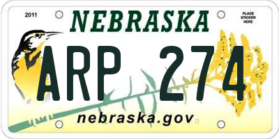 NE license plate ARP274