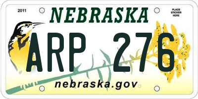 NE license plate ARP276