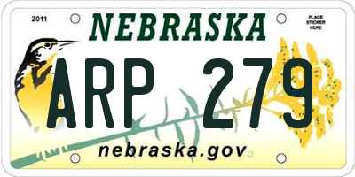 NE license plate ARP279
