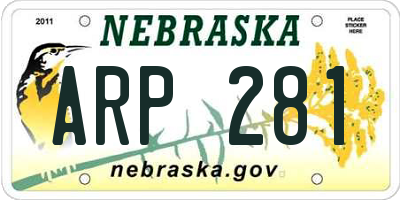 NE license plate ARP281