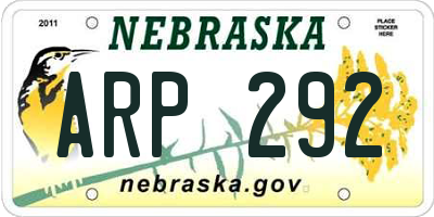 NE license plate ARP292
