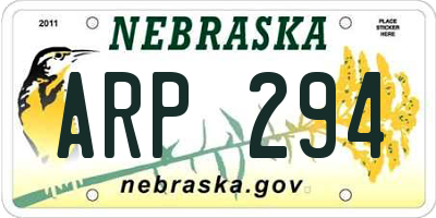 NE license plate ARP294