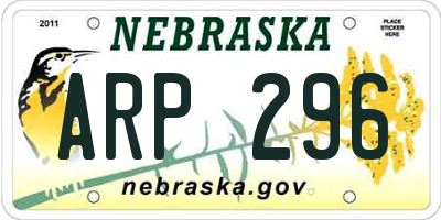 NE license plate ARP296