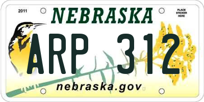 NE license plate ARP312