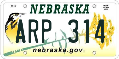 NE license plate ARP314