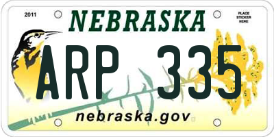 NE license plate ARP335