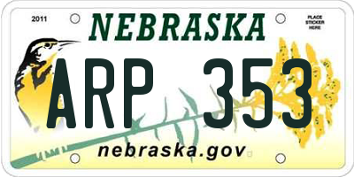 NE license plate ARP353