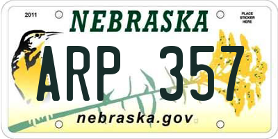 NE license plate ARP357