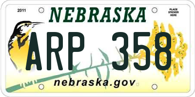 NE license plate ARP358