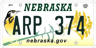NE license plate ARP374