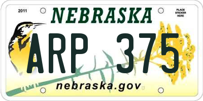 NE license plate ARP375