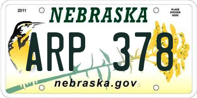 NE license plate ARP378