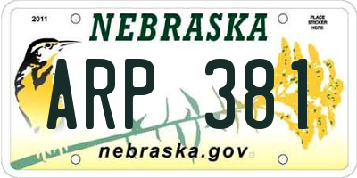 NE license plate ARP381