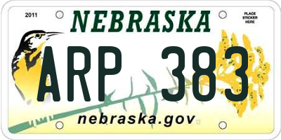 NE license plate ARP383