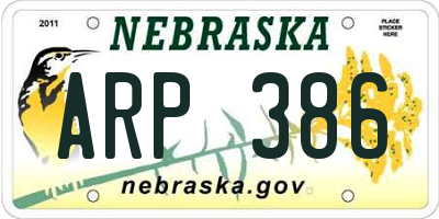 NE license plate ARP386