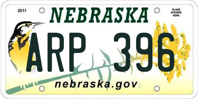 NE license plate ARP396