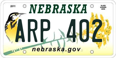 NE license plate ARP402