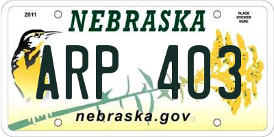 NE license plate ARP403